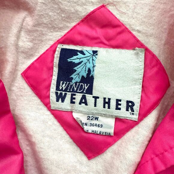 Vintage 90s Bubble Gum Pink Windbreaker Snap Jacket Plus Size L 22R Womens - Picture 3 of 6